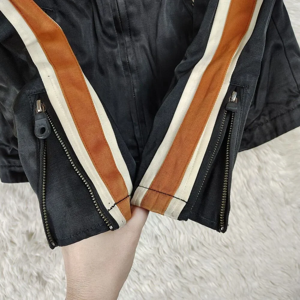 FLAWS Harley Davidson Womens XS Motorcycle Jacket Black Orange Zip - Picture 8 of 16